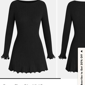Cupshe flare sleeve Black Knit Dress